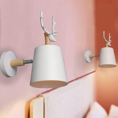 Wooden wall lights bedside wall lamp wall sconce modern wall light for bedroom Nordic macaroon 6 color steering head E27 85-285V