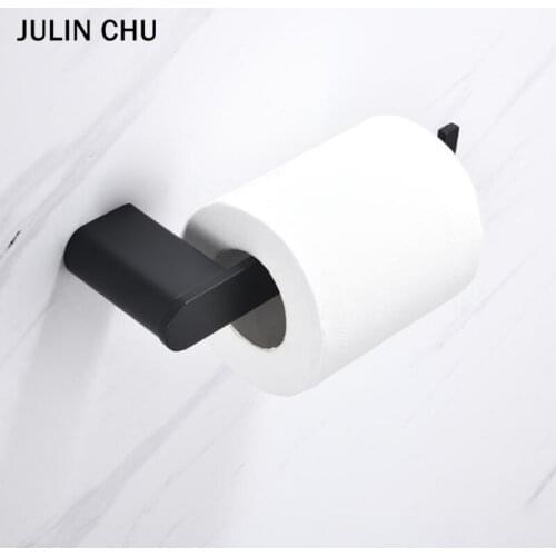 Black Paper Roll Holder SUS304 Stainless Steel Wall Mounted Bathroom Kitchen Toilet Paper Towel Rack Tissue Hang Shelf Creative