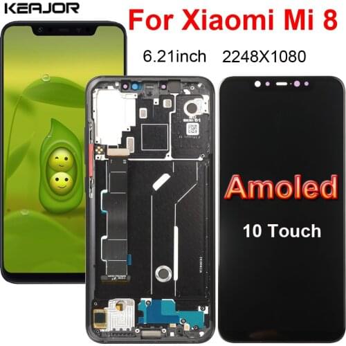 Amoled Screen For Xiaomi Mi 8 Mi8 LCD Display Touch Screen Replacement Digitizer Assembly On For Xiaomi Mi 8 M1803E1A LCD Screen