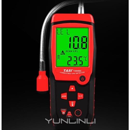 Gas Analyzer Combustible Gas Detector Port Flammable Natural Gas Leak Detector Tester Sound Light Alarm System TA8406