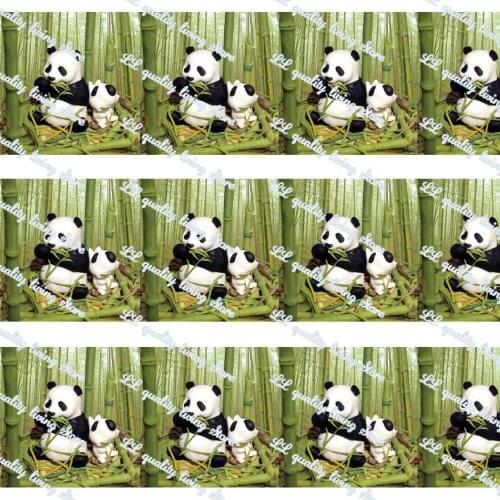Custom panda&dog cartoon printed grosgrain&foe elastic ribbon 16mm-75mm wedding decoration DIY bows ribbons 50 yards