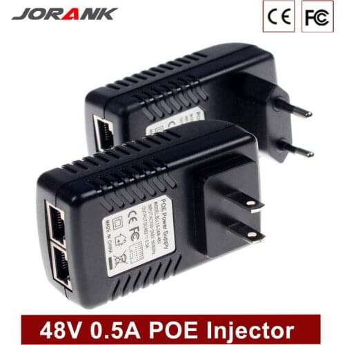 JORANK Monitoring Cctv 48 V 0.5A 24 Watt POE Wall Plug Poe Injector Ethernet Adapter Ip Camera PoE Phone Power Supply US Eu plug