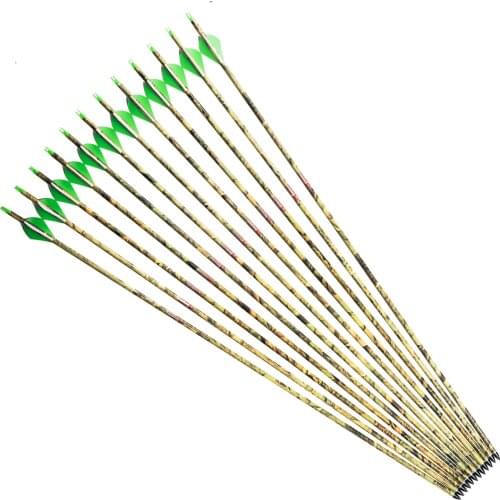 6/12PCS Linkboy Archery Camo Carbon Arrows Spine 300 340 400 500 600 75 GR Arrow Point Tips Compound Traditional Bow Hunting