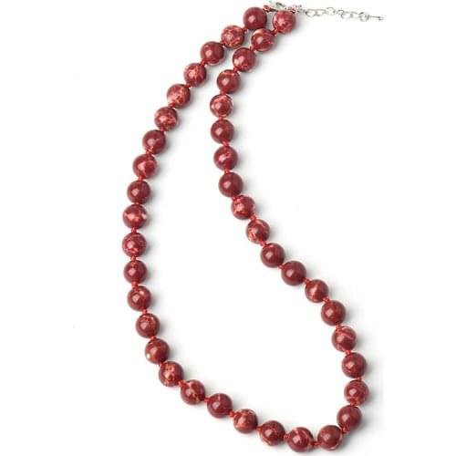 The red Like Tomato with Orange stripes and Fashion and Elegance 10 MM Red Syn-thetic emperor stone Necklace