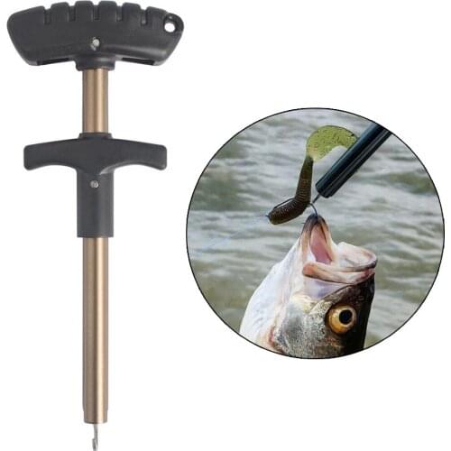 Easy Fishing Hook Remover T- Handle Black Puller Detacher 7.5 X 17cm Lanyard Disgorger Fishing Tools