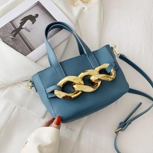 Thick Chain Small PU Leather Crossbody Bag for Women 2021 Summer Luxury Fashion Brand Shoulder Handbags Female Travel