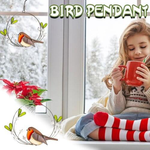 Multicolor Birds On A Wire High Stained Glass Suncatcher Window Panel Series Ornaments Pendant Home Decoration Hanging For Doors