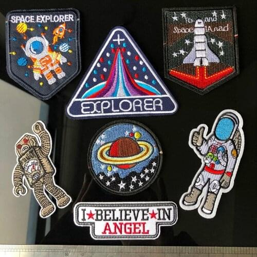Cartoon Astronaut Space Explorer Outer Space Explore Morale Badge Cap Bag Backpack Diy Iron on Fabric Patch