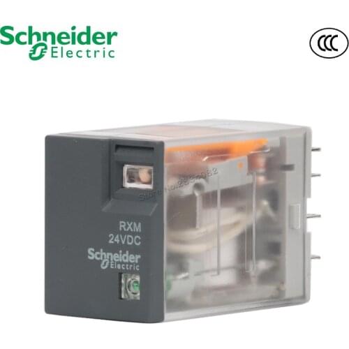 24VDC Coil Mini Small Relay LED 14 Needles Pin 4NO4NC RXM4LB2BD Intermediate Relay Low Power Relay 3A 250V Schneider