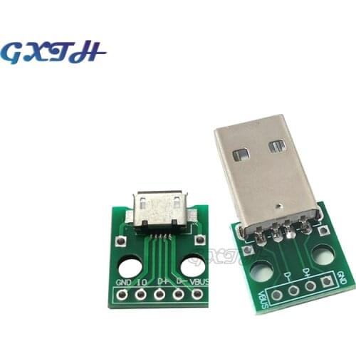 Micro Mini USB USB A Male USB 2.0 A Female USB B Connector Interface to 2.54mm DIP Converter Adapter Breakout Board