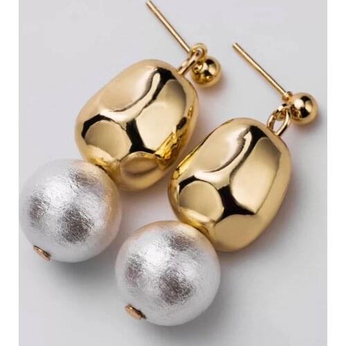 Pre-order 2018 new, fashion gold drop earrings, factory wholesale new arrival, real goldplated fresh pearl dropped earrings