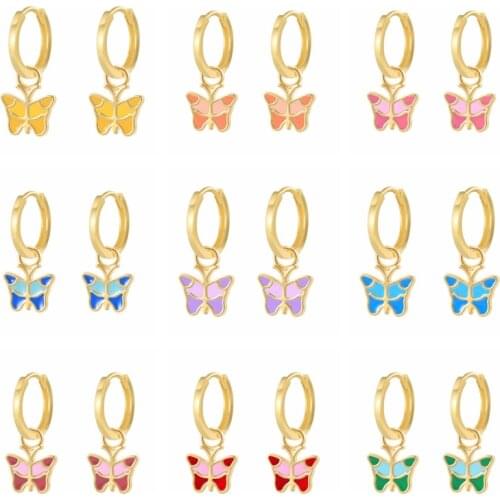 BOKAO Earrings 2021 Trend Pendientes Plata 925 Color Butterfly Drop Earrings Piercing Aretes Woman Jewelry Bijoux Femme Серьги