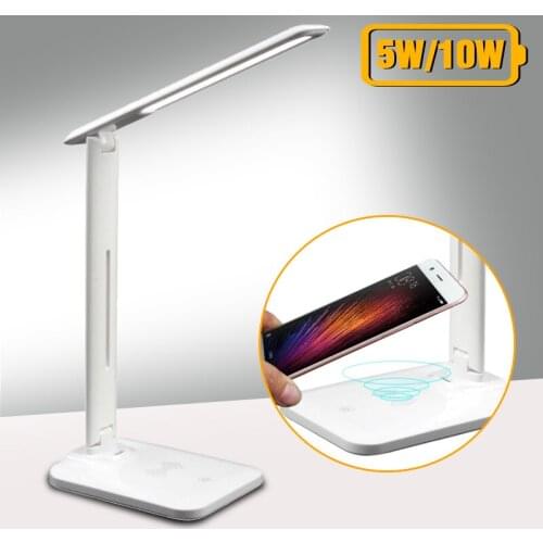 5W/10W LED Desk Lamp 2 In 1 Multi-Function Table Lamp Adjustment Home Lighting Fast Qi Charging Wireless Charger Folding Light