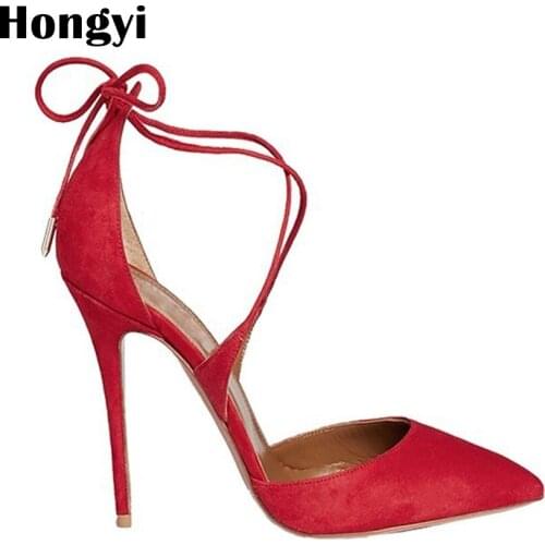 Hongyi Sexy Women Pumps Open Toe Lace up Heels Sandals Woman sandals Thin High Heels with Women Shoes