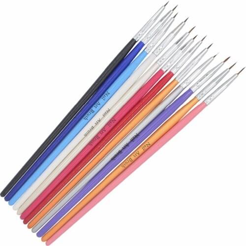 WUF 12 Pcs/Pack Colorful Nail Art Brush Tiny Acrylic Nail Art Tips Liner Painting Drawing Pen Nail Brush Pen Tools 36