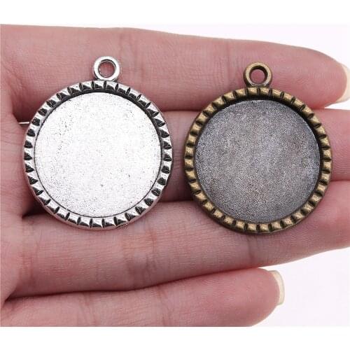WYSIWYG 5pcs 25mm Inner Size Vintage Antique Bronze Color Metal Round Shape Cameo Cabochon Base Setting Pendant Blank