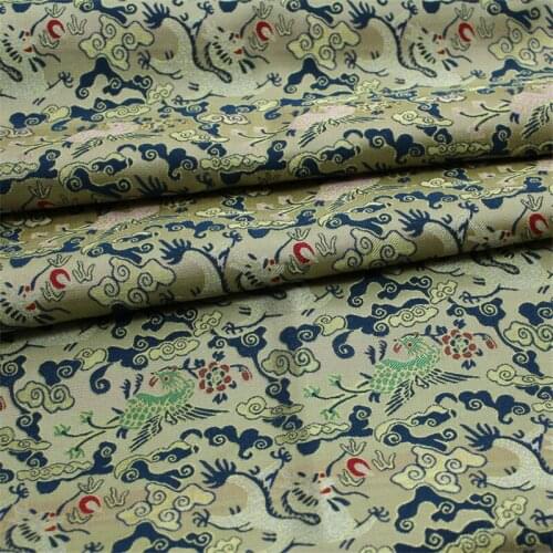 C1074 Green Chinese Silk Jacquard Brocade Fabric For Chinoiserie Clothing Sofa Decoration Cloth Curtain Pillow Case Fabrics