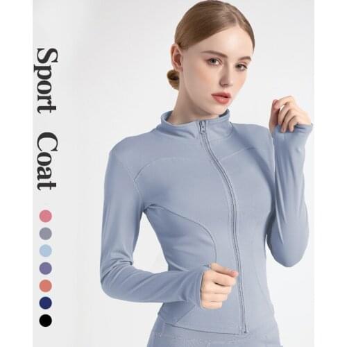 Women Jacket Sport Shirts Slim Fit Long Sleeved Fitness Coat Yoga Crop Tops With Thumb Holes Gym Clothing Workout Sweatshirts