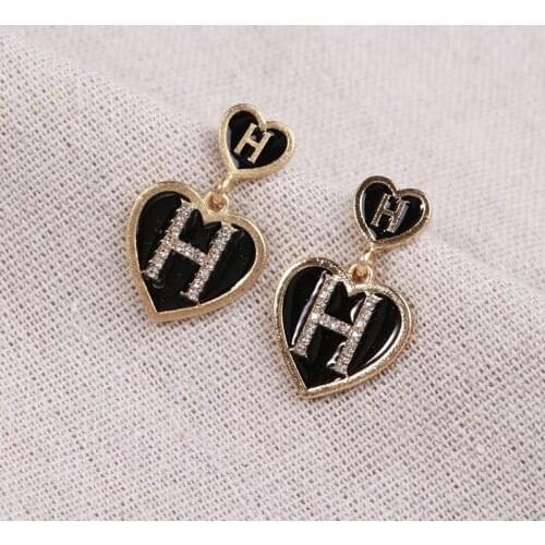 LATS Letter Love Earrings for Women Alloy Flash Diamonds Small Fresh Earring Korean 2021 Brincos Female Fashion Jewelry