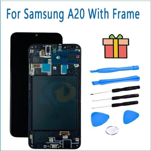 LCD For Samsung Galaxy A20 A205 LCD Display Touch Screen Digitizer With Frame