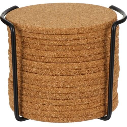 1 Set Exquisite Coasters Creative Wood Tableware Table Mats With Coasters Rack Edged Cork Coaster Cup Holder Set