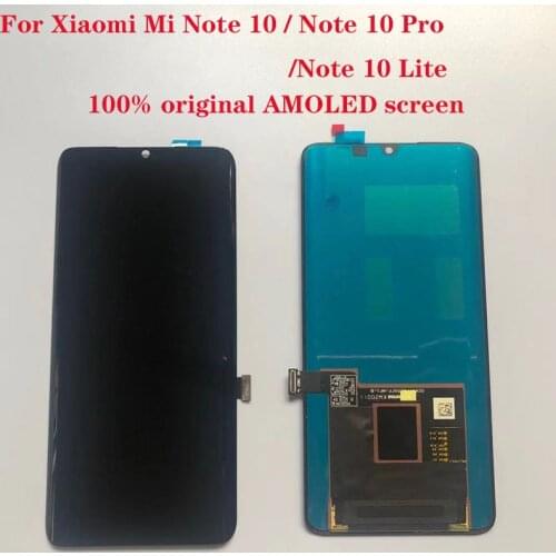 100% Original AMOLED Display For Xiaomi Mi Note 10 Note 10 pro LCD Touch Panel Screen Digitizer For Note 10 Lite Screen