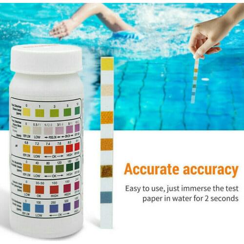 50pcs/bottle 6 in 1 Swimming Pool Spa Water Test Strips Acid Water Hardness Chlorine Alkalinity PH Cyanuric Bromine test Tools