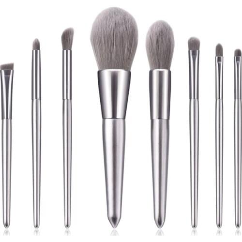 8 Enke Silver Foundation Eye Shadow Repair Capacity Concealer Professional Makeup Brush Kit Tools