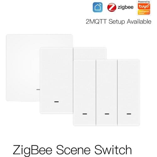 Tuya ZigBee Wireless 9 Scene Switch Push Button Controller Battery Powered Transmitter Switch for Smart Devices 1/2/3 Gang