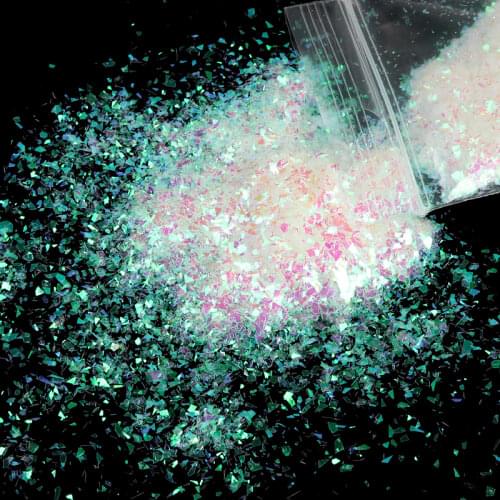 White Iridescent Glitter For Nails Design Shiny Mermaid Sequins Mirror Irregular Slice 3D Flakes Paillettes Nail Art Decorations