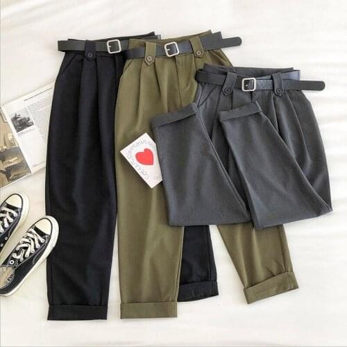 Autumn vintage suit pants women streetwear high waist trousers women plus size harajuku casual office pants pantalon femme