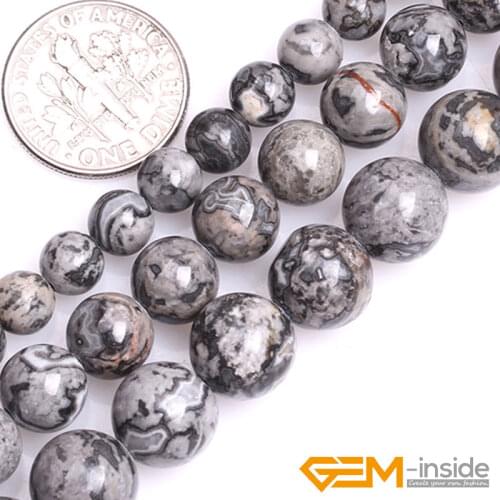 Natural Gray Jaspers Round Loose Beads For Jewelry Making Strand 15 inch DIY Bracelet Bead For Women Gifts 6 8 10mm