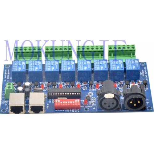 Fast shipping 5Pcs 8CH DMX 512 LED Controller DMX512 Dimmer RELAY OUTPUT Decoder Max 10A WS-DMX-RELAY-8CH