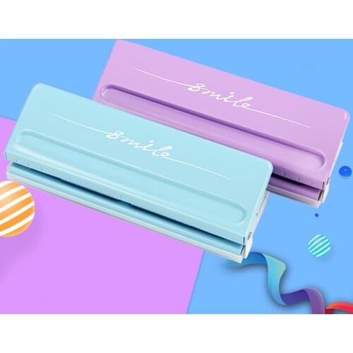 Metal 6 Hole Punch Pink Craft Punch Paper Cutter Adjustable DIY A4 A5 A6 Loose-Leaf Paper Punch Scrapbooking Office Stationery