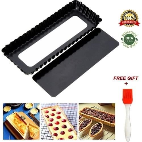 Fluted Pie Tart Pan Mold Rectangle Fluted Pie Tart Pan Mold Baking Nonstick Removable Bottom Quiche Tool Cake Mold Baking Tools