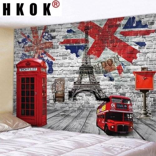 HKOK Telephone Booths Tapestry Wall Hanging Wall Covering Rugs Mural Background Cloth Beach Towel Fabric Yoga Blanket Home Decor
