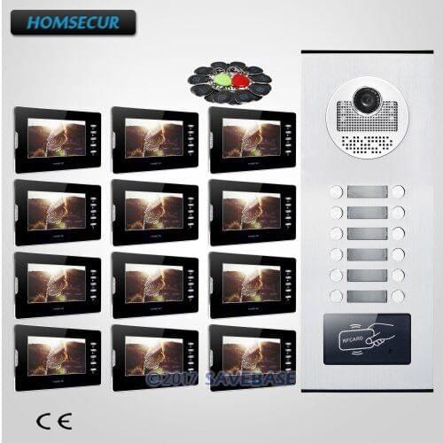 HOMSECUR 7" Wired Video&Audio Secure Doorbell Intercom with Mute Monitor for 12 Families