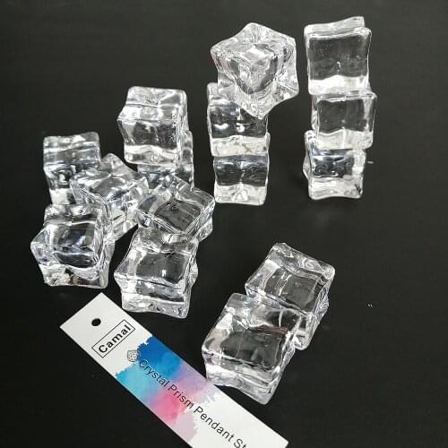 Camal 20PCS/Pack 20*20mm Fake Artificial Synthetic Acrylic Ice Square Cubes Clear Display Photography Props Bar Wedding Party