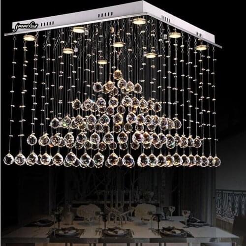 K9 new modern lights living room lights restaurant square fashion personality simple pyramid design LED crystal light hanging