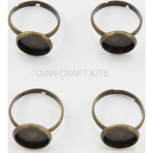 120pcs ring cameo base setting fit 12mm glass dome gem antique diy bronze brass blank ring mounting bezel