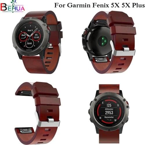 Leather Watch band For Garmin Fenix 5X 5X Plus for Fenix 3 3 HR Watch strap Easy fit Quick Release watchband Wristband Bracelet