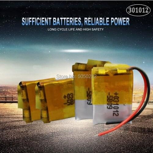 50pcs 30mAh 3.7V 301012 lithium polymer lipo rechargeable battery for GPS MP3 MP4 PAD DVD DIY bluetooth headphone speaker phone
