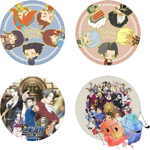 Gyakuten Saiban Game Badge Ace Attorney Phoenix Wright Apollo Justice Athena Cykes Maya Fey Metal Badge Brooch Pin