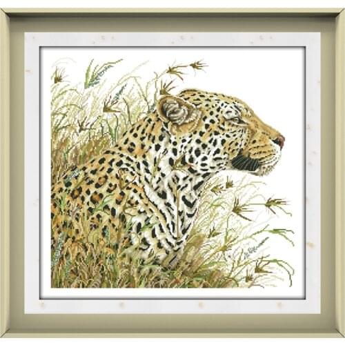Leopard safari counted cross stitch kit embroidery needlework 18ct 14ct 11ct white cloth cotton thread DIY handmade needlework