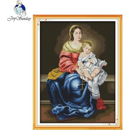 Joy sunday figure style Madonna and Child Cross Stitch Pattern Embroidery Handmade Crafts Painting cross-stitch kits Wall Decor