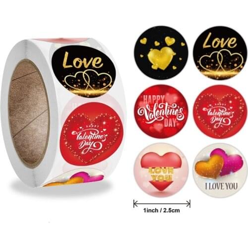 New 1" Happy Valentines Day Sticker I LOVE YOU with Heart Thank You Sealing Labels Birthday Party Handmade Box Tag Favors Decor