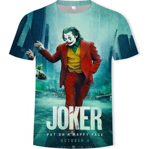 2020 New White 3D Print Casual Homme Cool Hip Hop Tshirt Streetwear Joker Harajuku Funny T Shirt Men
