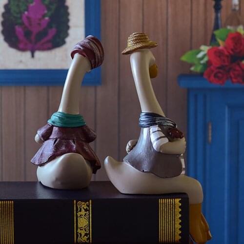 Couple Duck Statue Animal Sculpture Decor Coffee Shop Living Room Yard
