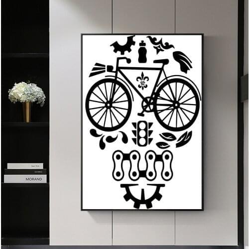 Modern Simple Style Bicycle Posters and Prints Wall Art Black White Bike Canvas Painting Bedroom Living Room Home Decoration