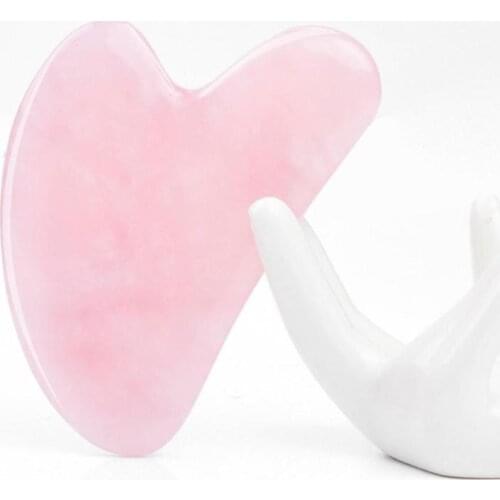 Natural Rose Quartz Gua Sha Board Pink Jade Stone Body Eye Scraping Plate Acupuncture Massage Relaxation Health Care